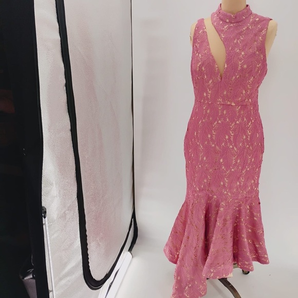 LA MAISON TALULAH FOUNDATION LACE MIDI DRESS IN TEAROSE SIZE large - $350 - Picture 16 of 16